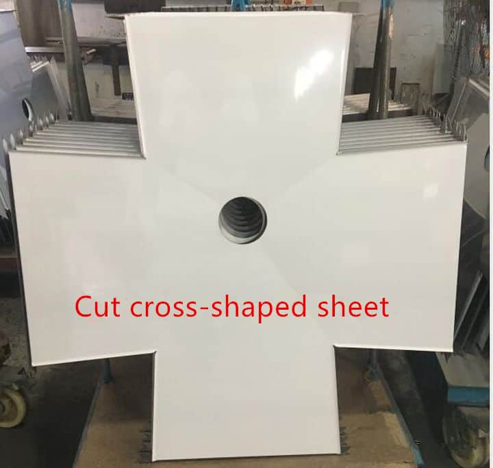 Cut cross-shaped sheet