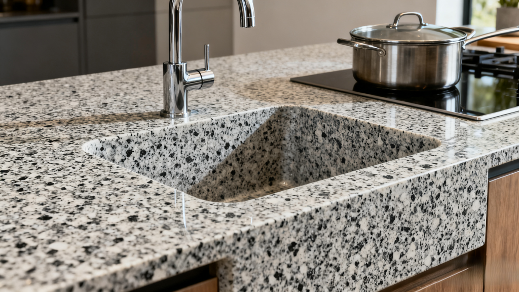 Stone-vein & patterned finishes kitchen sink