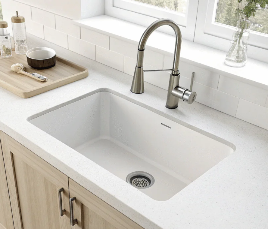 White Grainte sink