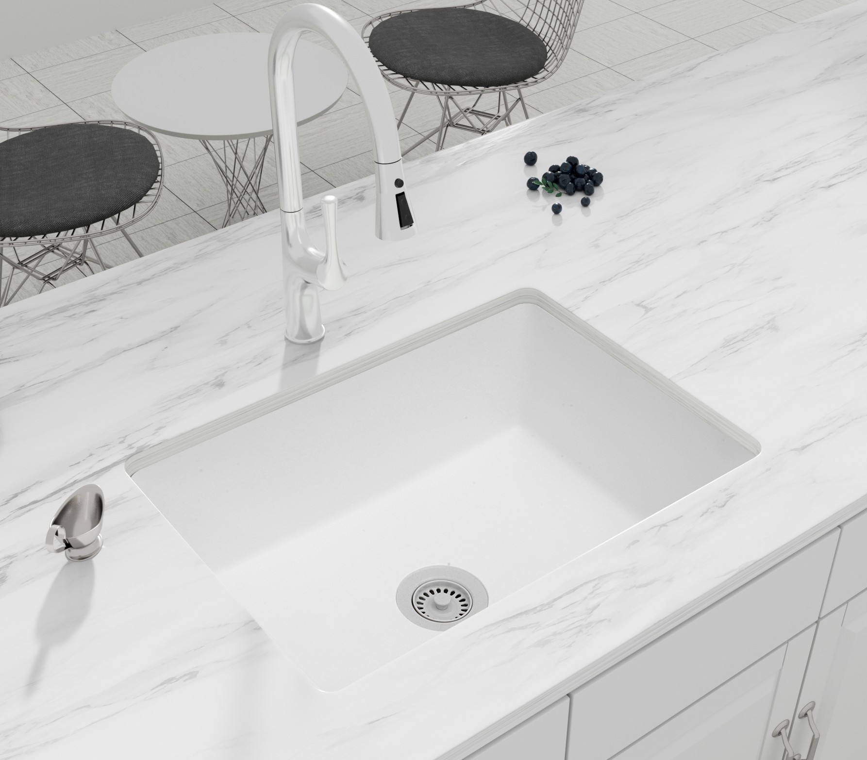 Bồn rửa đá granite trắng